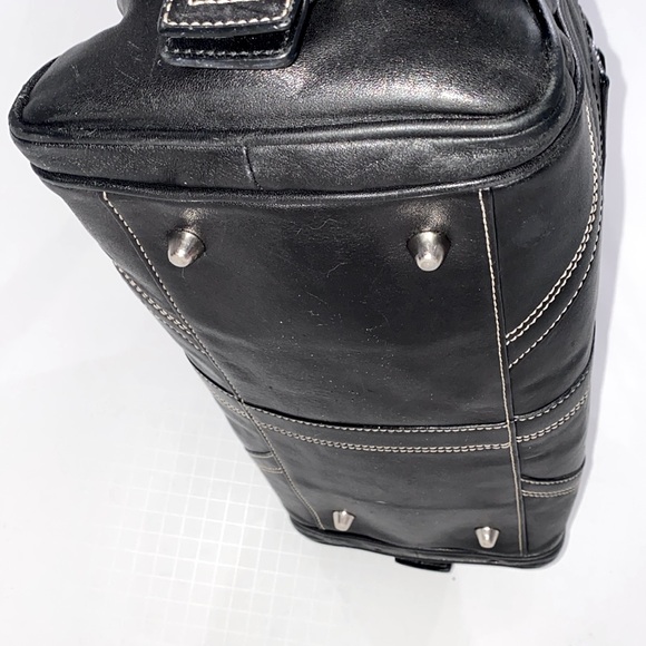 Coach Soho MIA Black Leather Satchel Purse Shoulder Bag With Side Pockets - Picture 8 of 15